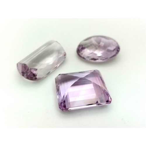 931 - A Trio of Rose De France, Amethyst-AAA Grade- Faceted. 81.50ct in total.