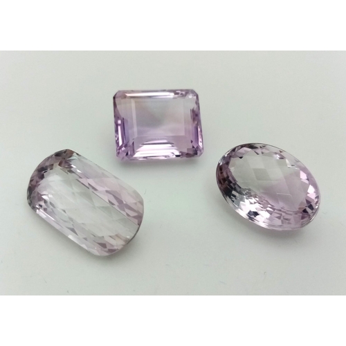 931 - A Trio of Rose De France, Amethyst-AAA Grade- Faceted. 81.50ct in total.