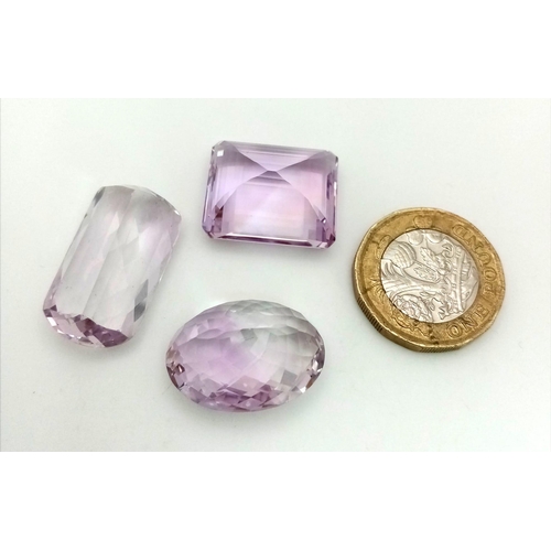 931 - A Trio of Rose De France, Amethyst-AAA Grade- Faceted. 81.50ct in total.