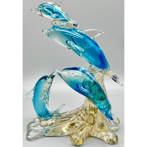 1094 - A Dolphin Glass Ornament. 24cm x 16cm.