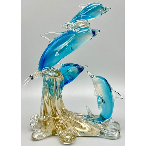 1094 - A Dolphin Glass Ornament. 24cm x 16cm.