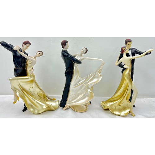 1116 - A Classic Ballroom Scene, with 3 Sets of Ballroom Dancer Partners, Each is Approx. 28cm Tall.