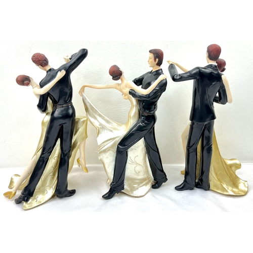 1116 - A Classic Ballroom Scene, with 3 Sets of Ballroom Dancer Partners, Each is Approx. 28cm Tall.