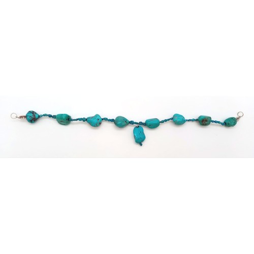 367 - An Antique 700ct Rough Persian Turquoise Necklace. 46cm