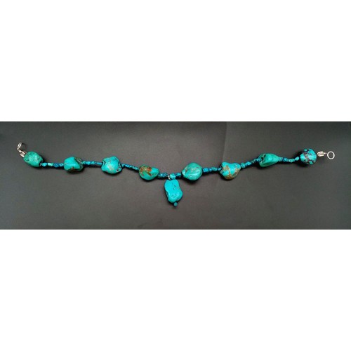 367 - An Antique 700ct Rough Persian Turquoise Necklace. 46cm