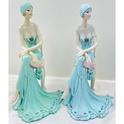 1189 - A Glamorous Selection of 6 Sophisticated Art Deco Style Ladies in sitting positions. Tallest is 29cm... 