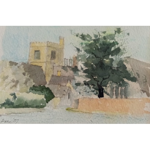 1079 - Watercolour painting by G. Bone of The Garden at Charleston Farmhouse, Sussex. Frame size 31x26cm