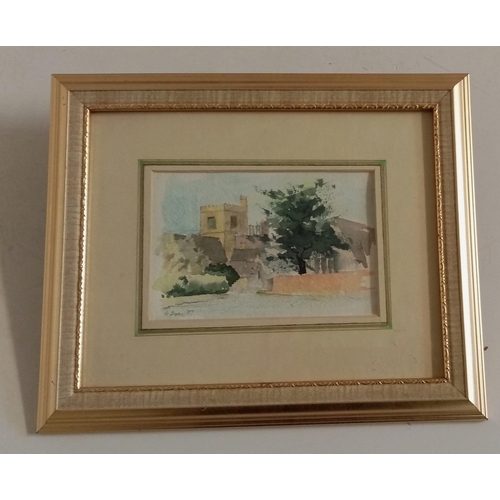 1079 - Watercolour painting by G. Bone of The Garden at Charleston Farmhouse, Sussex. Frame size 31x26cm