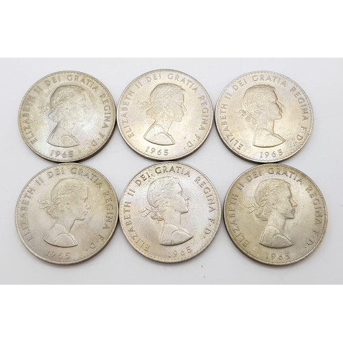 1114 - Six 1965 Churchill Crown Coins.