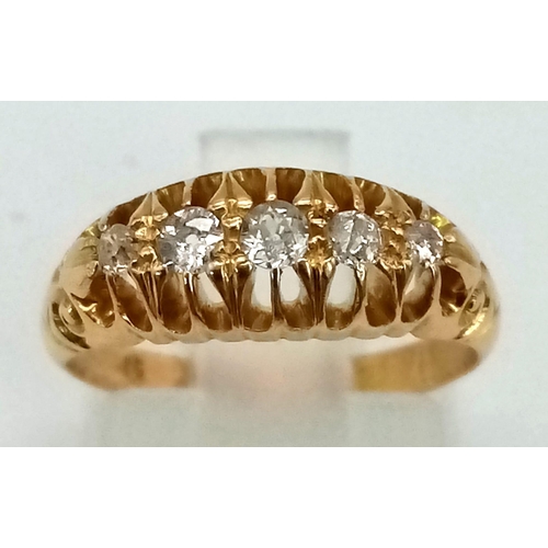 1111 - A Vintage 18k Gold Diamond Ring. Total Weight 3.55 grams. Size K.