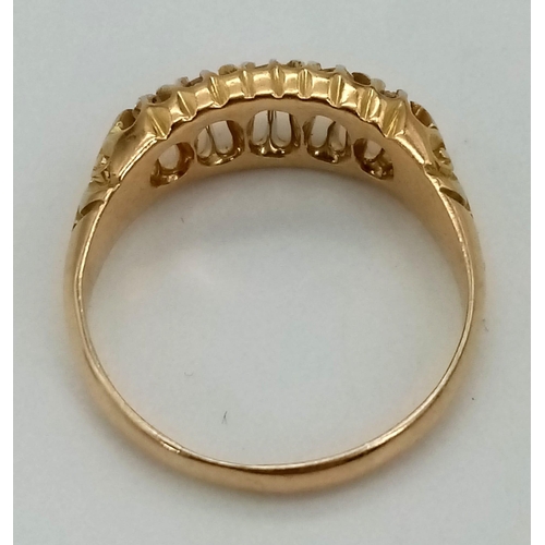 1111 - A Vintage 18k Gold Diamond Ring. Total Weight 3.55 grams. Size K.