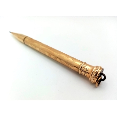 1220 - A Boxed 1922 Eagle Pencil Company Gold Plated Pointer Propelling Pencil. 11cm. In original case.