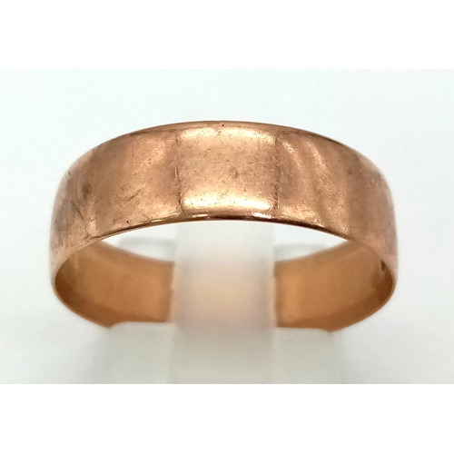 1296 - A Vintage 9K Rose Gold Band Ring. Size R. 2.31g