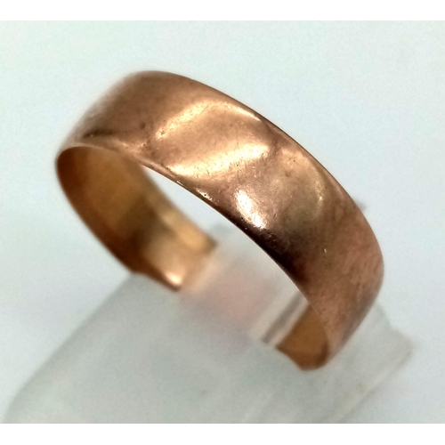 1296 - A Vintage 9K Rose Gold Band Ring. Size R. 2.31g