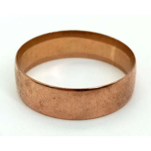 1296 - A Vintage 9K Rose Gold Band Ring. Size R. 2.31g