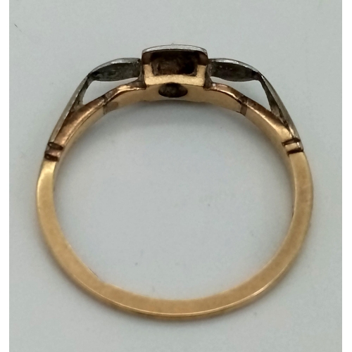 1393 - A Vintage 9K Yellow Gold Diamond Solitaire Ring. Size N. 1.8g total weight.