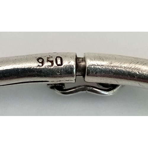 228 - A 950 Platinum Bangle, With Safety lock clasp. Weighs 6.69grams.