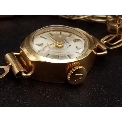 62 - A Vintage 9K Yellow Gold Ladies Watch. 9K yellow gold bracelet and case - 15mm. 8.49g total weight. ... 