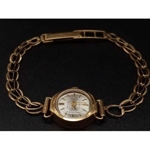 62 - A Vintage 9K Yellow Gold Ladies Watch. 9K yellow gold bracelet and case - 15mm. 8.49g total weight. ... 