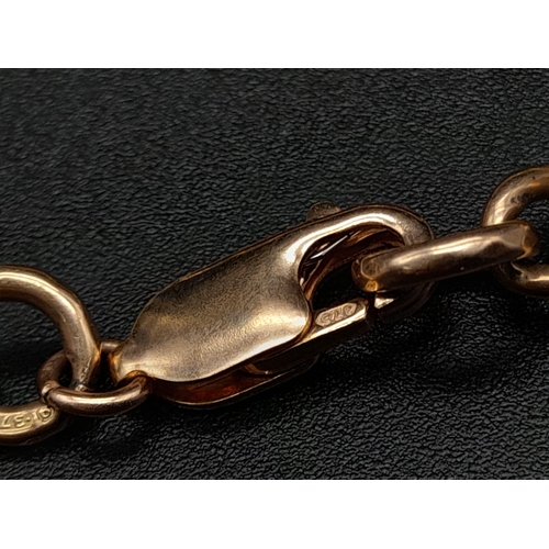 81 - A Vintage 9K Rose Gold Curb and Ball Link Bracelet. 19cm. 20.05g.