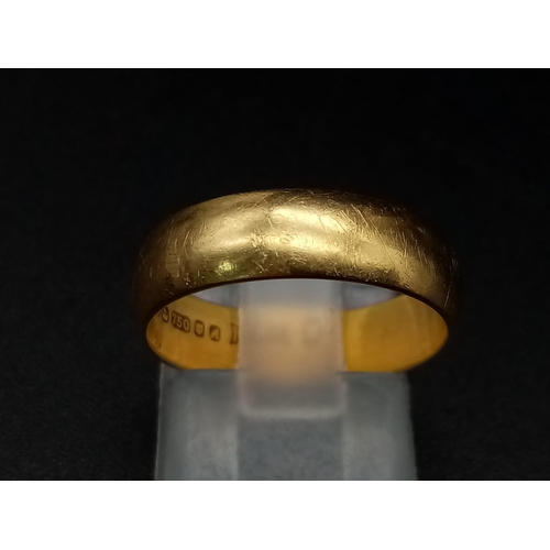 93 - A Vintage 18K Yellow Gold Band Ring. Size M. 4.25g