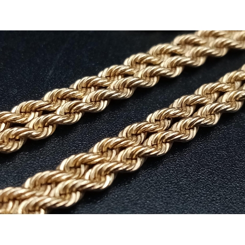 95 - A 14K Yellow Gold Matinee Rope Twist Necklace. 60cm. 17.45g.