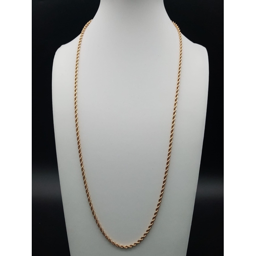 95 - A 14K Yellow Gold Matinee Rope Twist Necklace. 60cm. 17.45g.