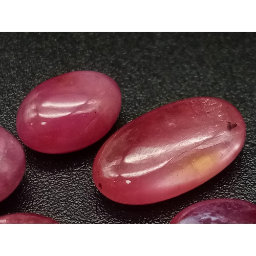 1015 - A lot of 6 Cabochon Natural Rubies - Earth Mined. 18.50ct in total.