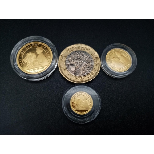 25 - A 24K Gold Queen Elizabeth 95th Birthday Commemorative Coin Set. Includes: One-eighth, quarter and h... 