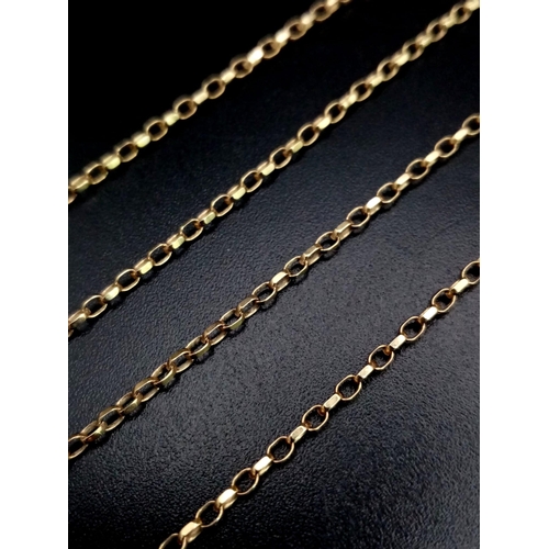 642 - A 9K Yellow Gold small Elongated Link Necklace. 46cm. 2.31g