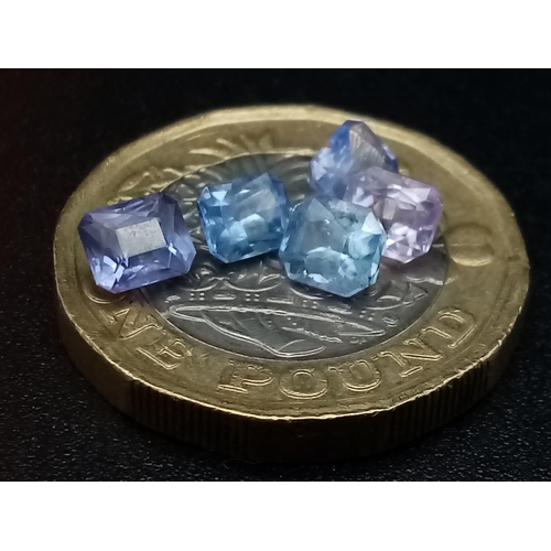 665 - A Set of Five Faceted Madagascar Sapphires - Heat Treated - Earth Mined- AAA grade.  2.85ct in total... 