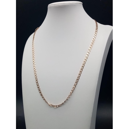 76 - A 9K Yellow Gold Flat Curb Link Necklace. 50cm. 6.87g