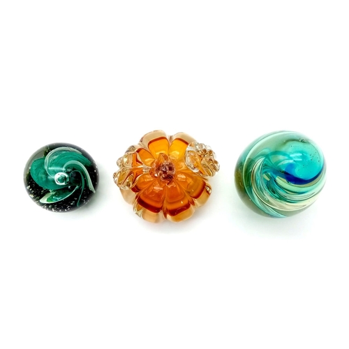 1207 - A Selection of 3 Paperweights, Tallest is 11cm in height.