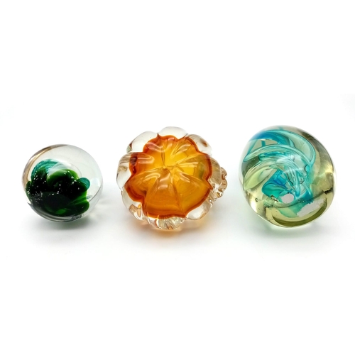 1207 - A Selection of 3 Paperweights, Tallest is 11cm in height.