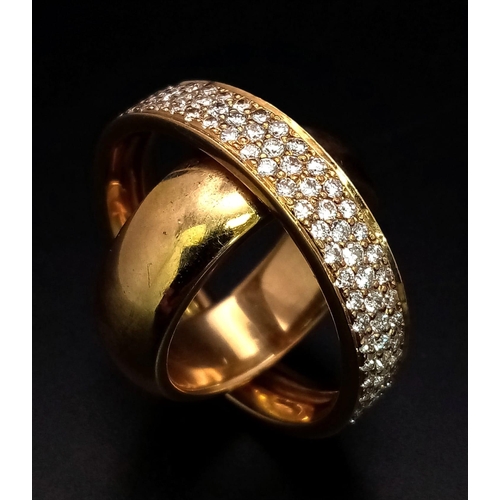 1267 - 18k Gold Diamond Revolving Ring that can also be used as a Pendant. Total Weight 29.61grams. Size T.