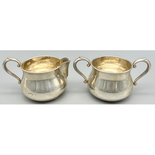 470 - A Vintage and Rather Unusual Sterling Silver creamer and Sugar Bowl made by the Towle silver company... 