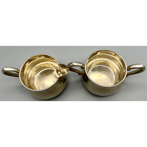 470 - A Vintage and Rather Unusual Sterling Silver creamer and Sugar Bowl made by the Towle silver company... 