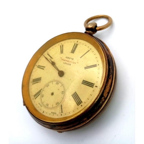 883 - An Antique Kays Perfection Lever 925 Silver Gold Plated Pocket Watch. In working order but second su... 