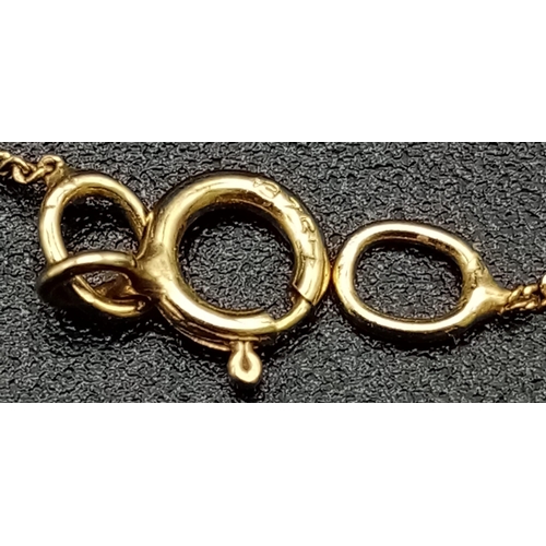 888 - Two 9K Yellow Gold Disappearing Necklaces. 46cm and 47cm. 1.4g total weight.