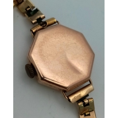 1202 - A Vintage 9K Yellow Gold Albion Ladies Watch. Rolled gold bracelet. 9K yellow gold case - 21mm. 14g ... 