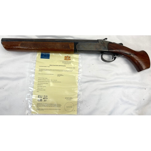 1391 - A Deactivated Cooey 12 Bore Sawn-Off Shotgun. This Canadian model has a 12.75 inch barrel. Comes wit... 