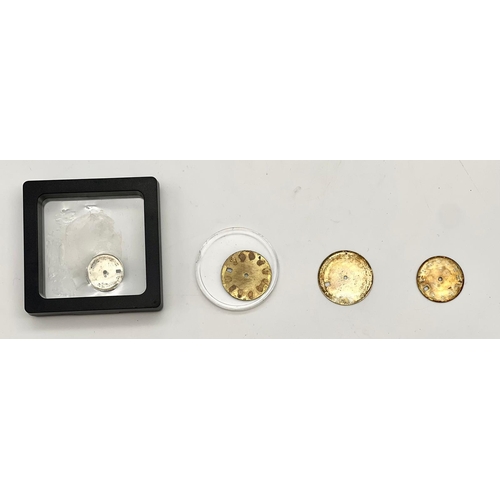 587 - 2 ROLEX PLUS 2 OMEGA WATCH DIALS.