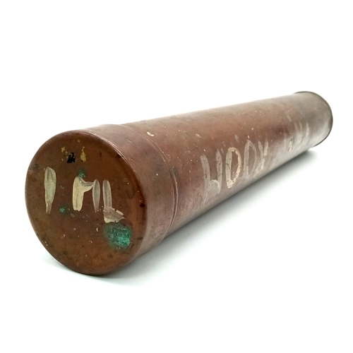 717 - Military Metal Storage Tube. Base stamped “E. K. Bowman Ltd” over “6 [broad arrow] 51” over “London ... 