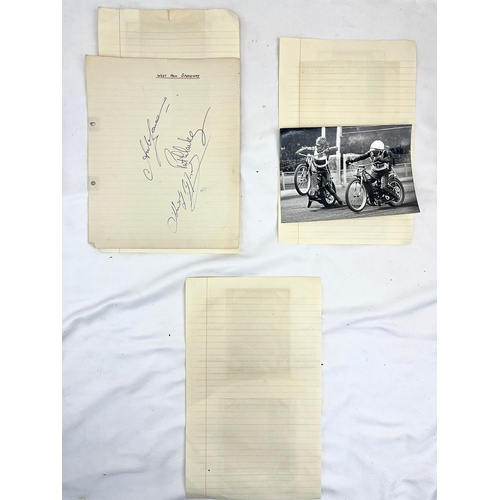 724 - Six Vintage World Class Speedway Riders Signatures. Including: Jack Geran, Ron How and Marian Kaiser... 