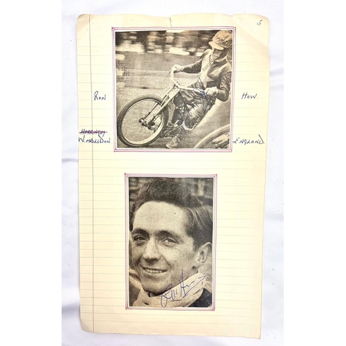 724 - Six Vintage World Class Speedway Riders Signatures. Including: Jack Geran, Ron How and Marian Kaiser... 