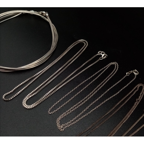 1173 - Four 925 Silver Necklaces. Different styles and lengths. 18g total