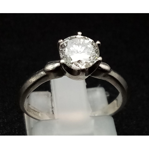 304 - A Platinum and Diamond Solitaire Ring. Excellent quality 0.95ct round cut diamond. Size M. 3.94g tot... 