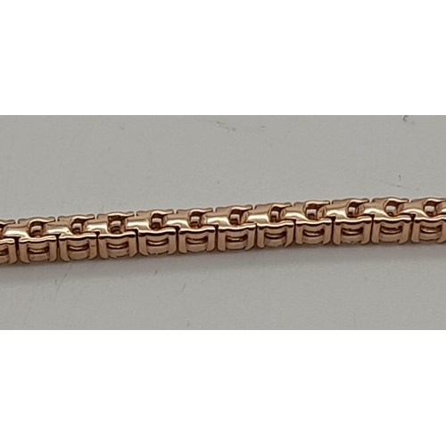 658 - AN 18K ROSE GOLD AND DIAMOND TENNIS BRACELET WITH APPROX 3ct OF HIGH QUALITY DIAMONDS.   8.0gms  18c... 