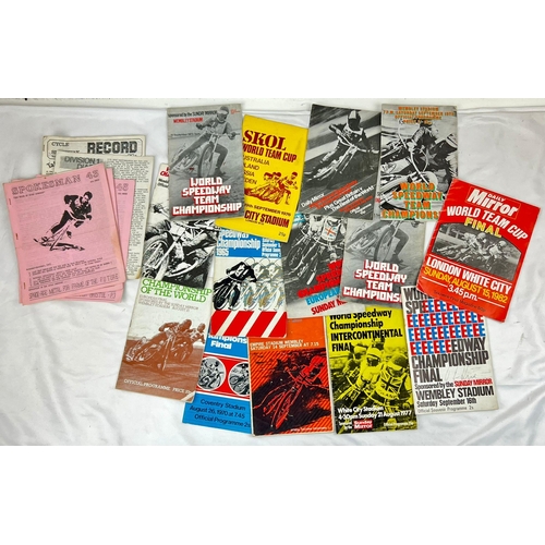 1345 - 14 Very Rare Vintage World Championship Speedway Programmes.