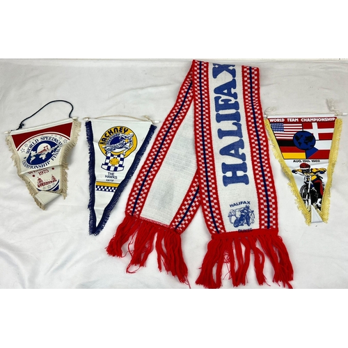 1468 - Three Vintage Speedway Banners and a Vintage Halifax Dukes Speedway Scarf.